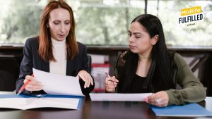 Two Women Consulting in Midlife Career Change | Midlife Fulfilled Podcast